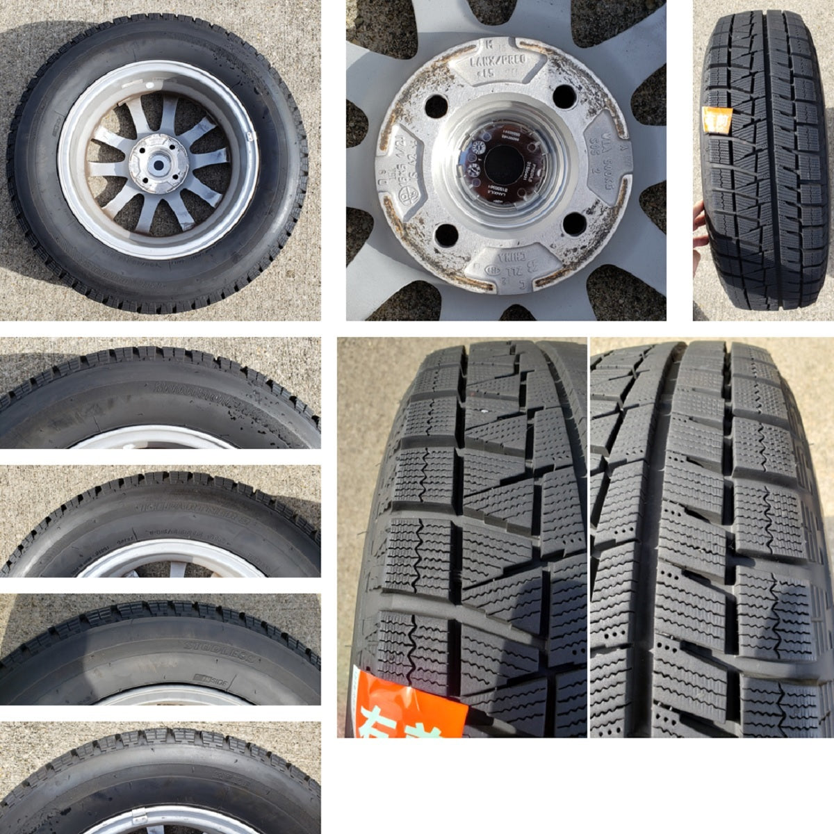 カローラフィールダー スタッドレスタイヤ アルミホイール ブリヂストン ICEPARTNER2 195/65R15 PCD4-100 5.5J インセット42 4本セット中古