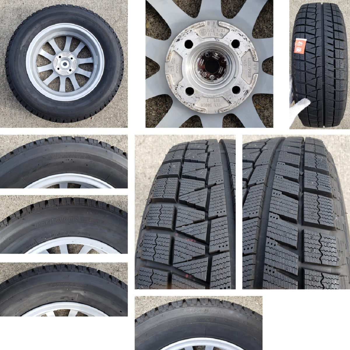 カローラフィールダー スタッドレスタイヤ アルミホイール ブリヂストン ICEPARTNER2 195/65R15 PCD4-100 5.5J インセット42 4本セット中古