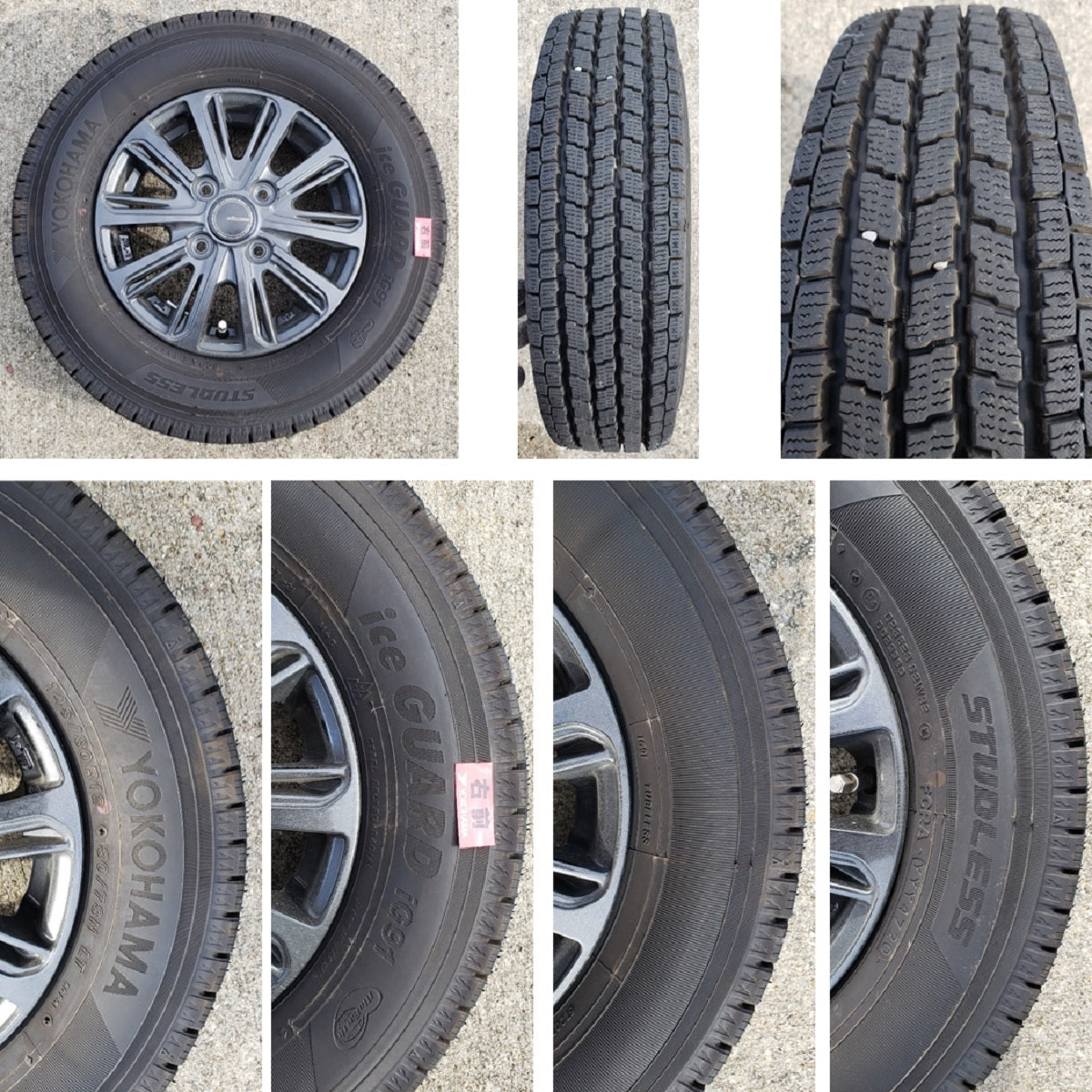 スタッドレスタイヤ アルミホイール ヨコハマタイヤ YOKOHAMA ice GUARD iG91 145/80R12P.C.D.4-100 3.5J インセット45 4本セット 中古