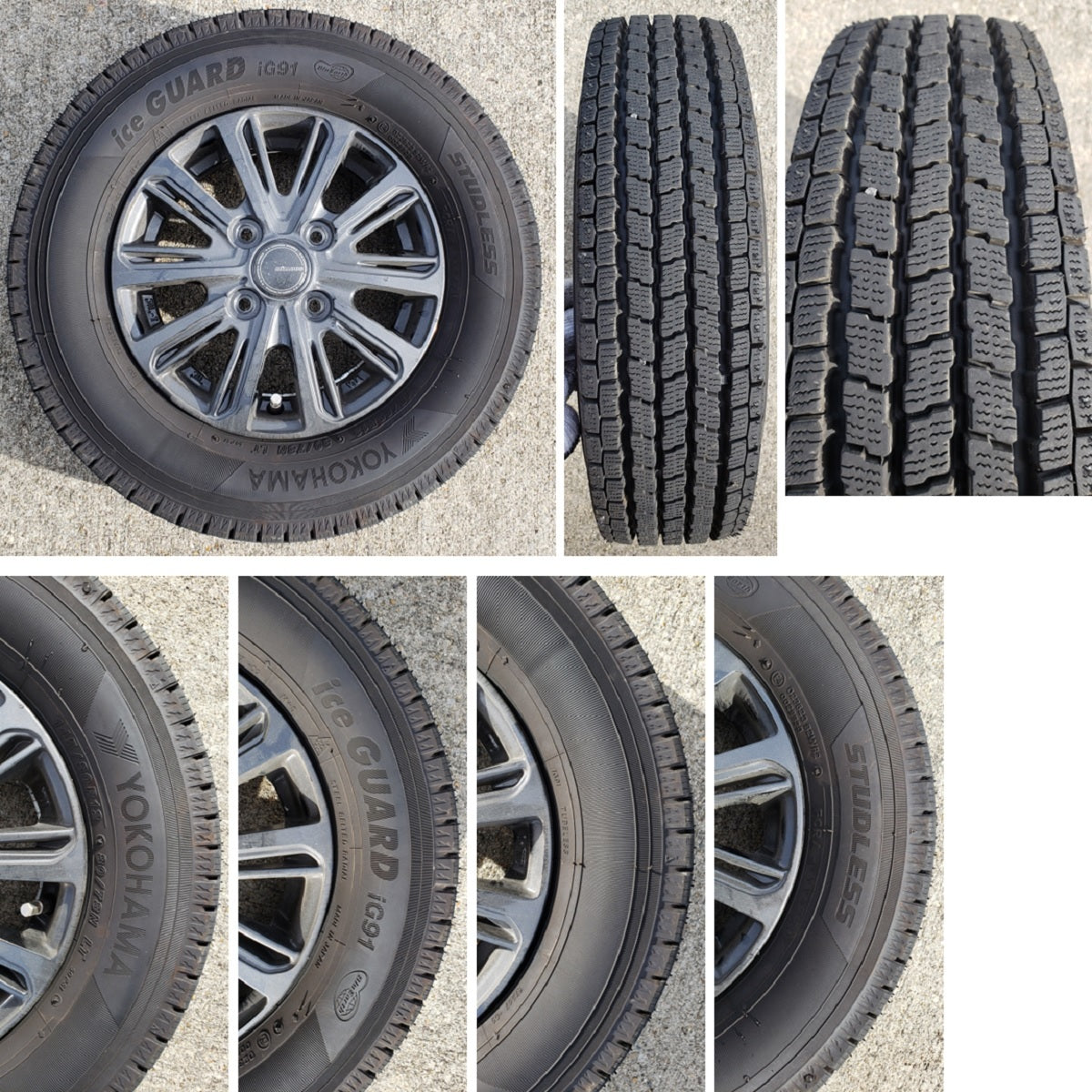 スタッドレスタイヤ アルミホイール ヨコハマタイヤ YOKOHAMA ice GUARD iG91 145/80R12P.C.D.4-100 3.5J インセット45 4本セット 中古