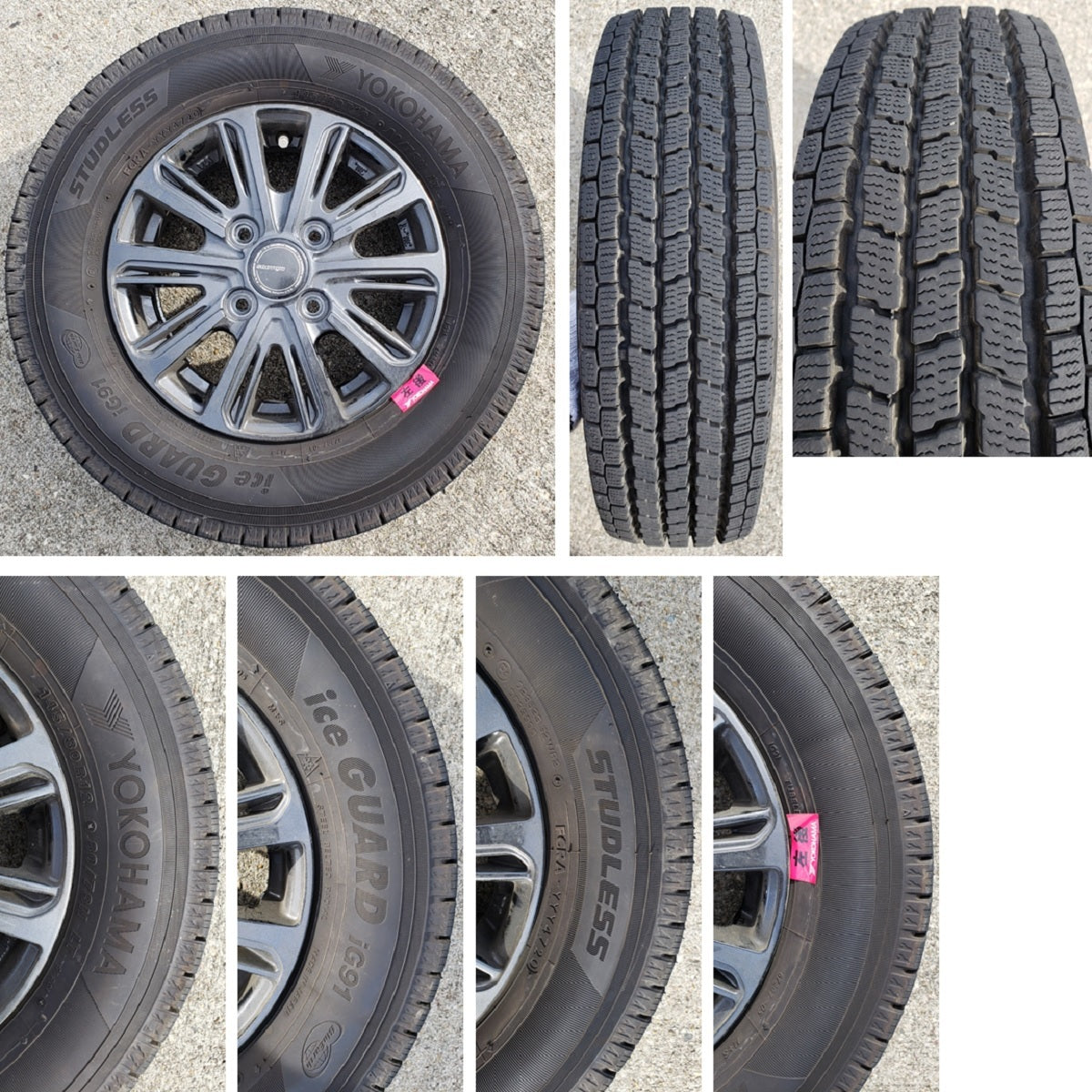 スタッドレスタイヤ アルミホイール ヨコハマタイヤ YOKOHAMA ice GUARD iG91 145/80R12P.C.D.4-100 3.5J インセット45 4本セット 中古